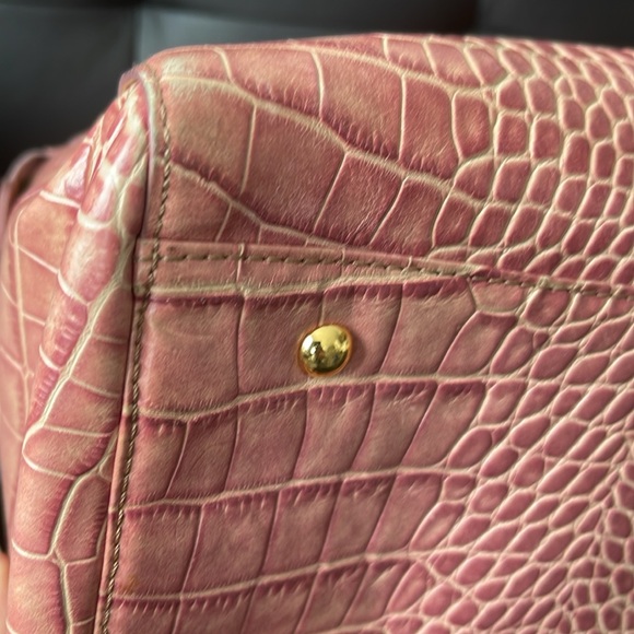 MCM Rare Powder Pink Croc-Embossed Leather Dome Satchel with crossbody strap - Picture 12 of 16